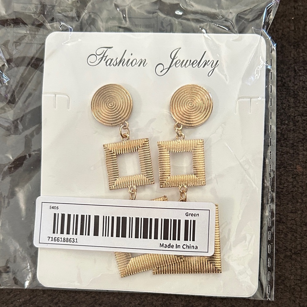 Gold Geometric Drop Earrings